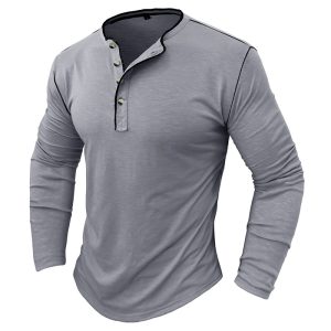 Men's Henley T-Shirt Outdoor Retro Casual Loose Daily Long Sleeve Cotton T-Shirt, T-Shirts, , COTOSEN, Apparel Online, Cheap Clothes, Buy Now
