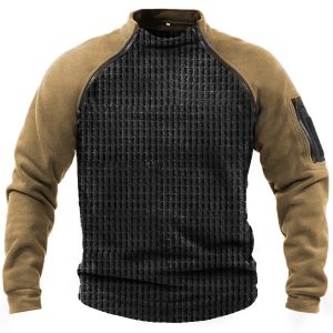 Men's Outdoor Waffle Fleece Stitching Tactical Bottom Warm T-Shirt, T-Shirts, , COTOSEN, Apparel Online, Cheap Clothes, Buy Now