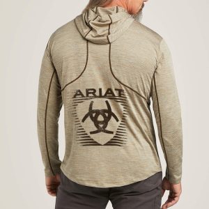 Ariat Men Mesh Hooded Sun Shirt Quick Dry Top Outdoor Retro Breathable Fitness Long Sleeve Pullover, T-Shirts, , COTOSEN, Apparel Online, Cheap Clothes, Buy Now