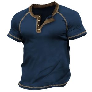 Men's Henley Shirt Outdoor Tee Loose Top Henley Plain Raglan Sleeve Street Vacation Short Sleeves Clothing Casual, T-Shirts, , COTOSEN, Apparel Online, Cheap Clothes, Buy Now
