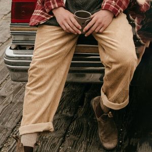 Men Heavyweight Brown Relax Wide Corduroy Trousers Vintage Breathable Pocket Outdoor Daily Pants, Pants, , COTOSEN, Apparel Online, Cheap Clothes, Buy Now