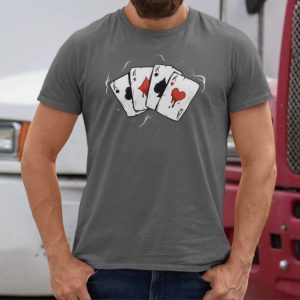 Men's Vintage Poker Tee With Lucky Charm For Card Players And Gamblers, T-Shirts, , COTOSEN, Apparel Online, Cheap Clothes, Buy Now