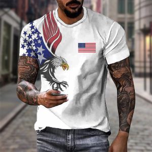 Men's Vintage American Flag Eagle Print Crew Neck T-Shirt, T-Shirts, , COTOSEN, Apparel Online, Cheap Clothes, Buy Now