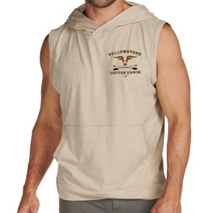 Men's Vintage Western Yellowstone Print Outdoor Solid Pocket Hooded Casual Sleeveless Tank Top, Tank Top, , COTOSEN, Apparel Online, Cheap Clothes, Buy Now
