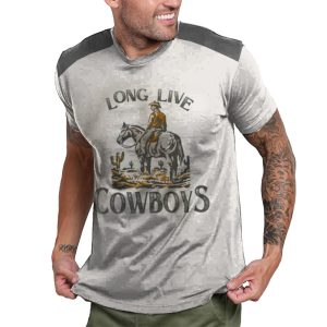 Men's Vintage American Wild West Cowboy Yellowstone Printed Crew Neck T-Shirt, T-Shirts, , COTOSEN, Apparel Online, Cheap Clothes, Buy Now