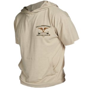 Men's Vintage Western Yellowstone Print Outdoor Solid Pocket Hoodie Casual Short Sleeve T-Shirt, T-Shirts, , COTOSEN, Apparel Online, Cheap Clothes, Buy Now