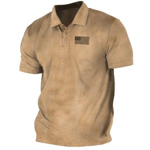 Men's Vintage Corduroy American Flag Casual Polo T-Shirt, T-Shirts, , COTOSEN, Apparel Online, Cheap Clothes, Buy Now