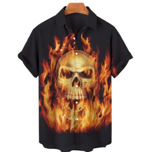 Men's Vintage Hawaiian Short Sleeve Shirt Skull 3D Print Shirt, T-Shirts, , COTOSEN, Apparel Online, Cheap Clothes, Buy Now