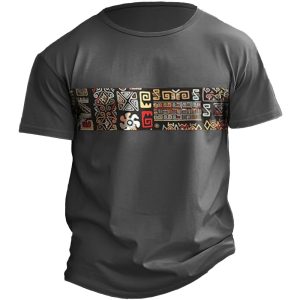 Men's Retro Ethnic Print Color Block Round Neck T-Shirt, T-Shirts, , COTOSEN, Apparel Online, Cheap Clothes, Buy Now