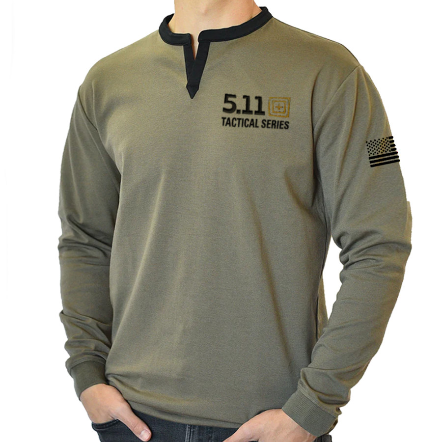 Men's Outdoor Tactical 511 Print American Flag Henley Collar Long Sleeve T-Shirt, T-Shirts, , COTOSEN, Apparel Online, Cheap Clothes, Buy Now