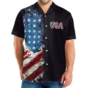 Men's Vintage Independence Day American Flag Print Short Sleeve Shirt, T-Shirts, , COTOSEN, Apparel Online, Cheap Clothes, Buy Now