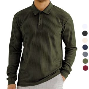 Men's Autumn Knit Lapel Polo Neck Long Sleeve T-Shirt Outdoor Casual Long Sleeves, T-Shirts, , COTOSEN, Apparel Online, Cheap Clothes, Buy Now
