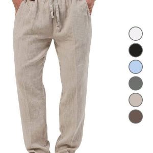 Men's Four Seasons Casual Trousers British Style Solid Color Loose Plus Size Bubble Straight Leg Pants, Pants, , COTOSEN, Apparel Online, Cheap Clothes, Buy Now