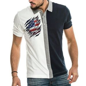 Men's Outdoor American Flag Casual Colorblock Polo Neck T-Shirt, T-Shirts, , COTOSEN, Apparel Online, Cheap Clothes, Buy Now