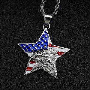 Stainless Steel Painted Rhinestone American Flag Eagle Pentacle Pendant (No Necklace), Necklace & Bracelet, , COTOSEN, Apparel Online, Cheap Clothes, Buy Now