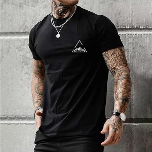 Men's Outdoor Geo & Mountain Print Graphic Cotton Tee, T-Shirts, , COTOSEN, Apparel Online, Cheap Clothes, Buy Now