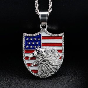 Stainless Steel Painted Rhinestone American Flag Eagle Pendant Without Necklace, Necklace & Bracelet, , COTOSEN, Apparel Online, Cheap Clothes, Buy Now