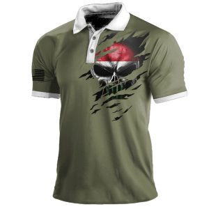 Men's Dark 3D Skull Print Polo Neck T-Shirt, T-Shirts, , COTOSEN, Apparel Online, Cheap Clothes, Buy Now