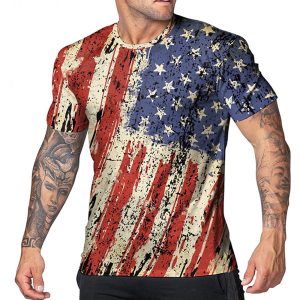 Men's Vintage 1776 Independence Day American Flag Print Crew Neck T-Shirt, T-Shirts, , COTOSEN, Apparel Online, Cheap Clothes, Buy Now