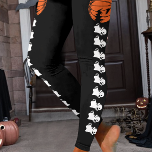 Women's Cotton-Blend Casual Halloween Legging, color:Black|size:4XL, Lilicloth.com