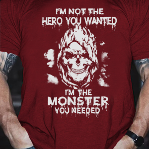 Men's Skull Monsters Street Text Letters Casual Cotton T-Shirt, color:Red|size:3XL, Lilicloth.com