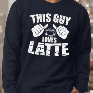 Men’s This Guy Loves Latte Loose Cotton-Blend Casual Sweatshirt, color:Dark Blue|size:3XL, Lilicloth.com