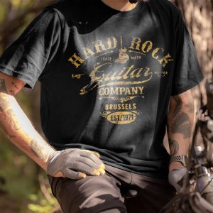 Men's Cotton T-Shirt Crew Neck Short Sleeve Hard Rock Guitar Print, T-Shirts, , COTOSEN, Apparel Online, Cheap Clothes, Buy Now