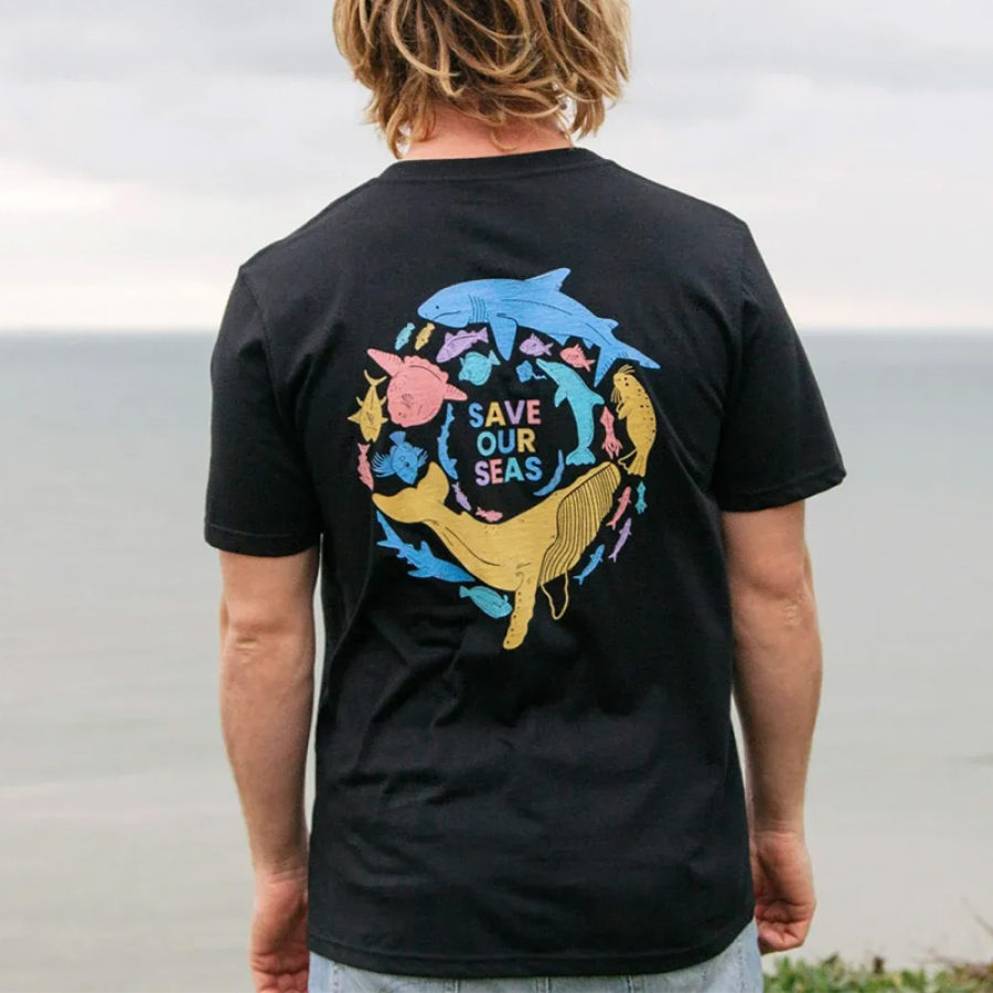 Men's T-Shirt Surf Dolphin Print Short Sleeve Daily Casual Tee, T-Shirts, , COTOSEN, Apparel Online, Cheap Clothes, Buy Now