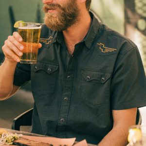 Men's Short Sleeve Shirt Retro Embroidery Pocket Stitching Daily Casual Dark Gray, T-Shirts, , COTOSEN, Apparel Online, Cheap Clothes, Buy Now