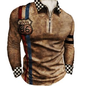 Men's Outdoor Route 66 Striped Retro Tactical Sweatshirt, T-Shirts, , COTOSEN, Apparel Online, Cheap Clothes, Buy Now