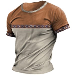 Men's T-shirt Retro Ethnic Style Color Matching Printing Pattern Short Sleeve Daily Casual Tee, T-Shirts, , COTOSEN, Apparel Online, Cheap Clothes, Buy Now