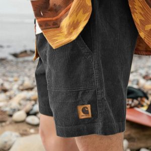 Men's Carhartt Shorts Corduroy Surf Shorts Beach 5 Inch Shorts Daily Versatile Black, Shorts, , COTOSEN, Apparel Online, Cheap Clothes, Buy Now