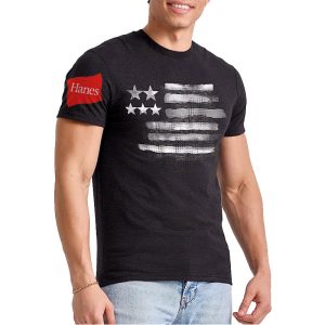 Hanes Men's T-Shirt Retro American Flag Print Graphic Short Sleeve Everyday Casual Tee, T-Shirts, , COTOSEN, Apparel Online, Cheap Clothes, Buy Now