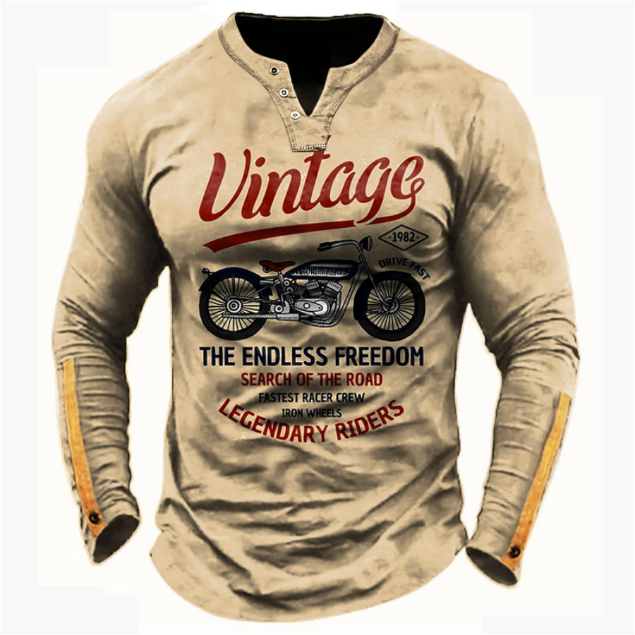 Men's Long Sleeve T-Shirt Retro Motorcycle Print Pattern Short Sleeve Daily Casual Tee, T-Shirts, , COTOSEN, Apparel Online, Cheap Clothes, Buy Now