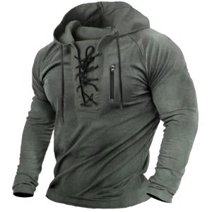 Men's Outdoor Special Training Tactical Lace-Up Hooded T-Shirt, Tactical Sweatshirts & Hoodies, , COTOSEN, Apparel Online, Cheap Clothes, Buy Now