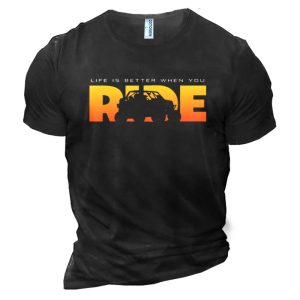Men's Cotton T-Shirt Round Neck Short Sleeve Off Road Print, T-Shirts, , COTOSEN, Apparel Online, Cheap Clothes, Buy Now