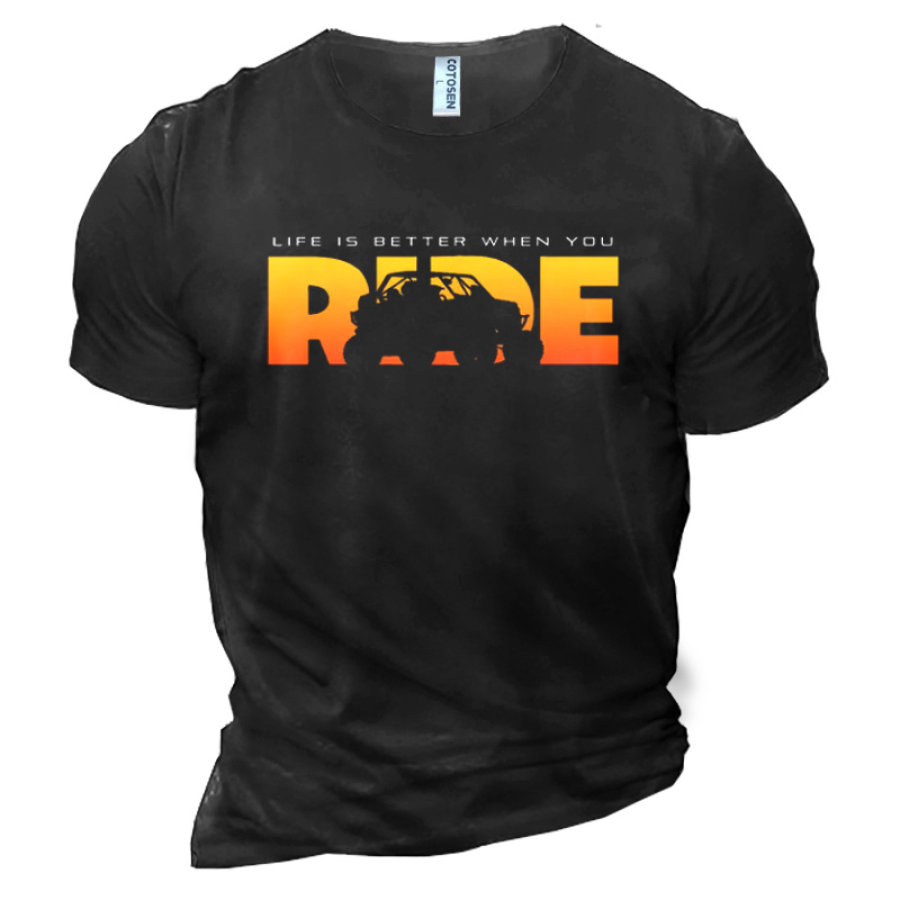 Men's Cotton T-Shirt Round Neck Short Sleeve Off Road Print, T-Shirts, , COTOSEN, Apparel Online, Cheap Clothes, Buy Now