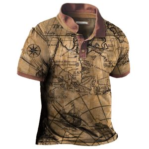 Men's Outdoor Nautical Map Hawaii Vacation Polo Neck T-Shirt, T-Shirts, , COTOSEN, Apparel Online, Cheap Clothes, Buy Now