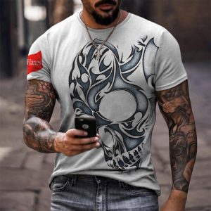Hanes Men's T-Shirt Retro Skull Print Graphic Short Sleeve Daily Casual Tee, T-Shirts, , COTOSEN, Apparel Online, Cheap Clothes, Buy Now