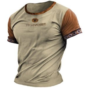 Men's T-Shirt Western Cowboy Yellowstone Ethnic Style Print Pattern Short Sleeve Round Neck Summer Tee, T-Shirts, , COTOSEN, Apparel Online, Cheap Clothes, Buy Now