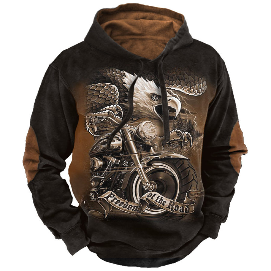 Men's Outdoor Flying Eagle Motorcycle Print Color Block Hoodie, Hoodies & Sweatshirts, , COTOSEN, Apparel Online, Cheap Clothes, Buy Now