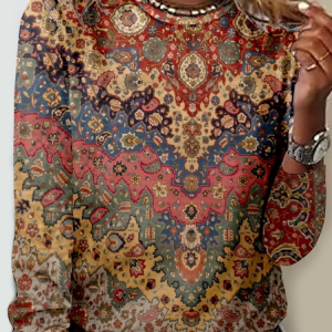 Women's  Casual Abstract Graphic Crew Neck Shirt, color:As Picture|size:5XL, Lilicloth.com