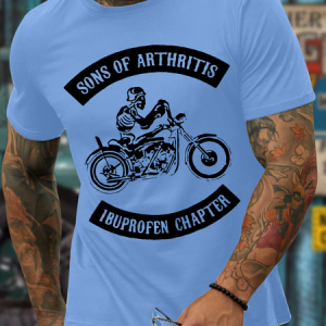 Men's Sons Of Arthritis Ibuprofen Chapter T-Shirt, color:Light Blue|size:3XL, Lilicloth.com
