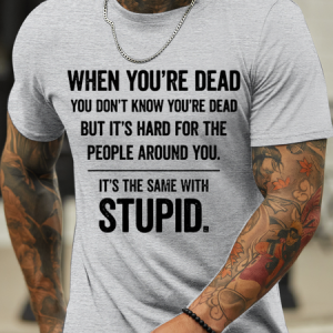 Men's funny text Text Letters Casual Crew Neck T-Shirt, color:Light Gray|size:3XL, Lilicloth.com