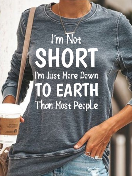 Women's Funny Short Girl Text Letters Casual Sweatshirt, Hoodies&Sweatshirts, Lilicloth.com