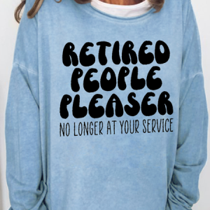 Women's Retired People Pleaser Crew Neck Text Letters Casual Sweatshirt, color:Light Blue|size:3XL, Lilicloth.com