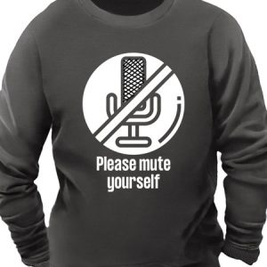 Men’s Please Mute Yourself Dog Casual Crew Neck Cotton-Blend Sweatshirt, color:Gray|size:3XL, Lilicloth.com