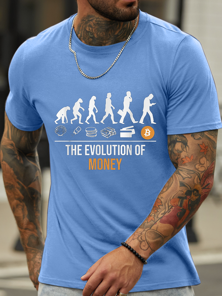 Men's the evolution of money Casual Cotton-Blend T-Shirt, T-shirts, Lilicloth.com