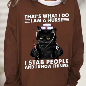 Women‘s Funny Word That's What I Do I Am A Nurse Simple Crew Neck Text Letters Sweatshirt, color:Deep Brown|size:3XL, Lilicloth.com
