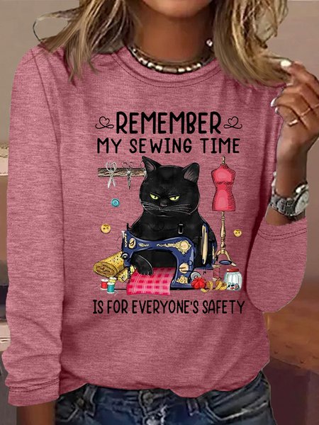 Women's Remember My Sewing Time Is For Everyone's Safety Humor Casual Shirt, color:Pink|size:3XL, Lilicloth.com